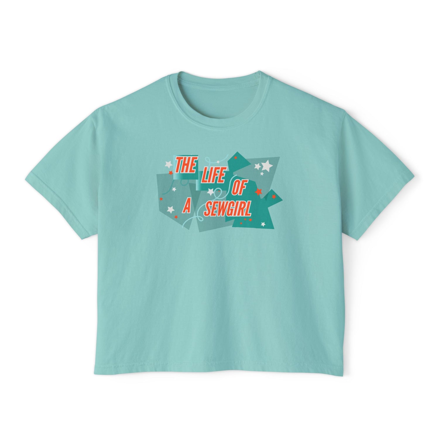 Life of a Sewgirl Women's Boxy Tee, Relaxed Fit T-Shirt for Quilters Chalky Mint