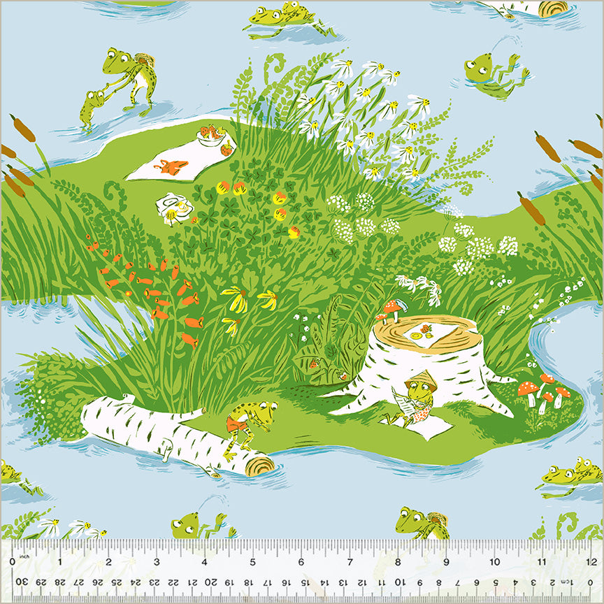 Heather Ross Studio Edit || Frog Pond Blue || Cotton Quilting Fabric