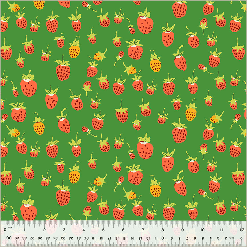 Heather Ross Studio Edit || Strawberries Green || Cotton Quilting Fabric