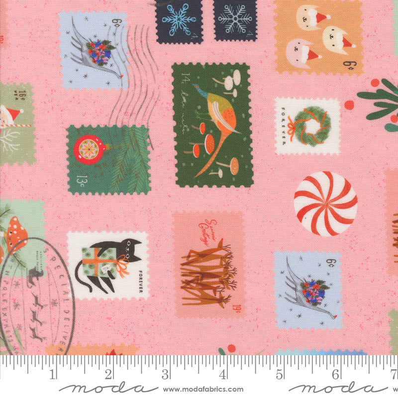 Tiny Christmas || Christmas Stamps Cotton Candy || Cotton Quilting Fabric