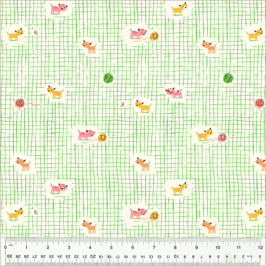 Heather Ross Studio Edit || Kitten Plaid Green || Cotton Quilting Fabric