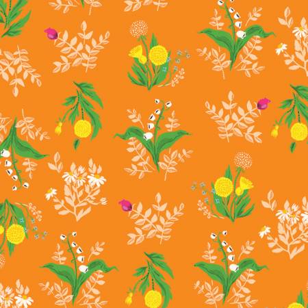 Heather Ross 20th Anniversary || Orange Bouquet || Cotton Quilting Fabric || Half Yard