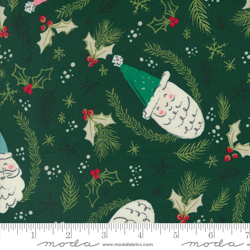 Clearance! Cozy Wonderland || Jolly St. Nick Pine || Cotton Quilting Fabric BTY