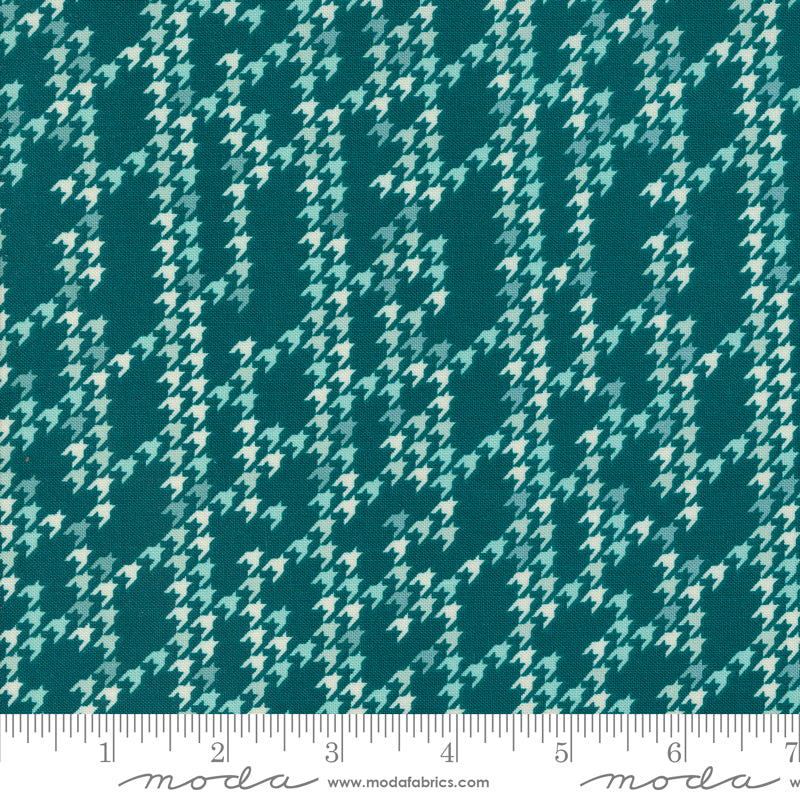 Clearance! Cozy Wonderland || Houndstooth Teal || Cotton Quilting Fabric BTY