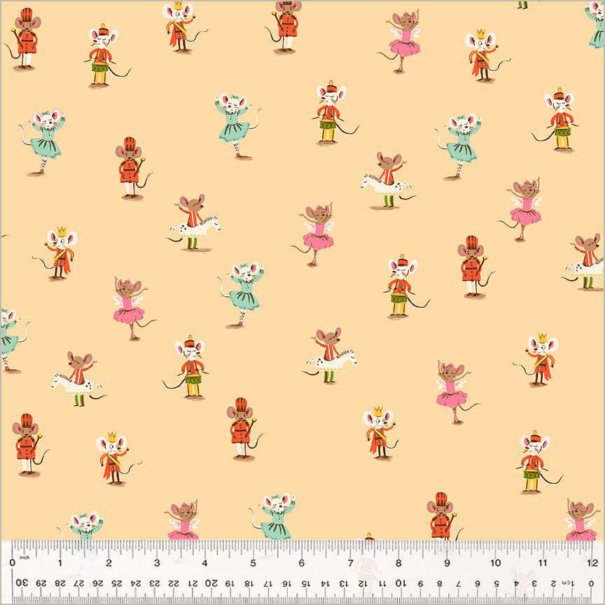 Heather Ross Studio Edit || Nutcracker Mice Peach || Cotton Quilting Fabric