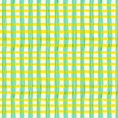 Lucky Rabbit || Yellow Painted Plaid || Cotton Quilting Fabric || Half Yard