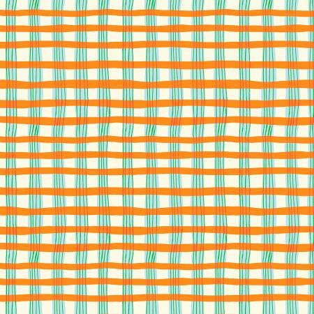 Lucky Rabbit || Orange Painted Plaid || Cotton Quilting Fabric || Half Yard
