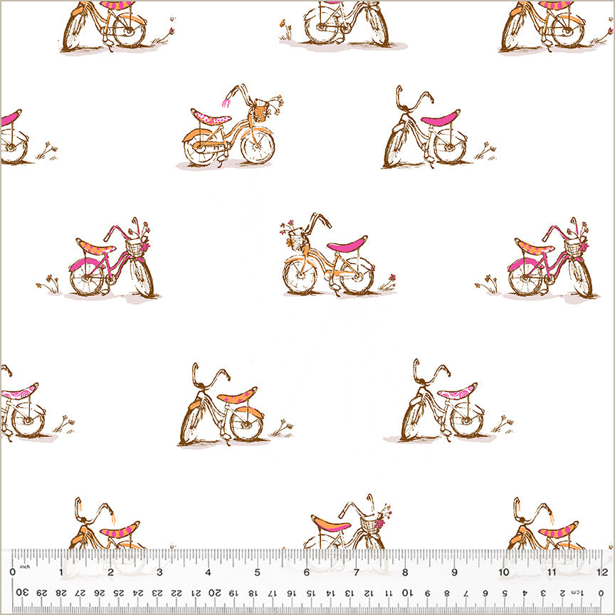 Heather Ross Studio Edit || Dream Bike White || Cotton Quilting Fabric