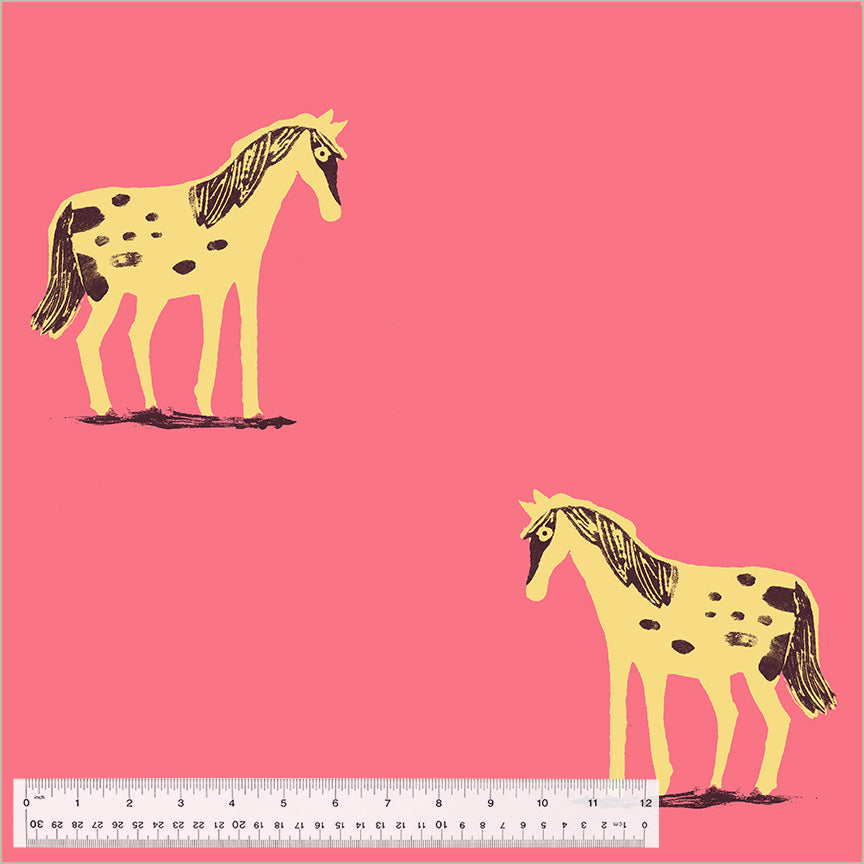 108" Meadows Wild Ponies Hot Pink || Cotton Quilting Fabric || Half Yard