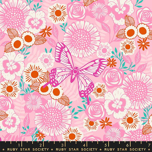 BACKYARD || Butterfly Garden Posy || Cotton Quilting Fabric || Half Yard