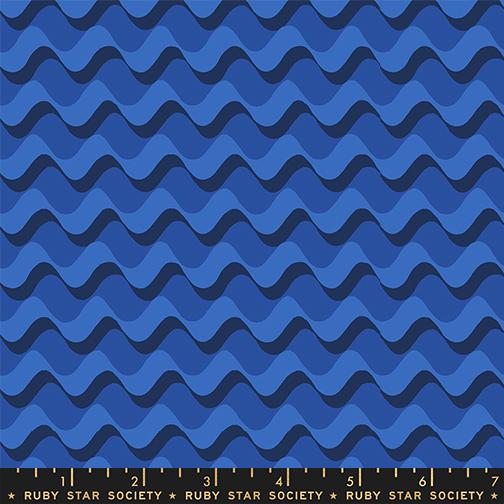 Water || Ripple Blue Ribbon || Cotton Quilting Fabric