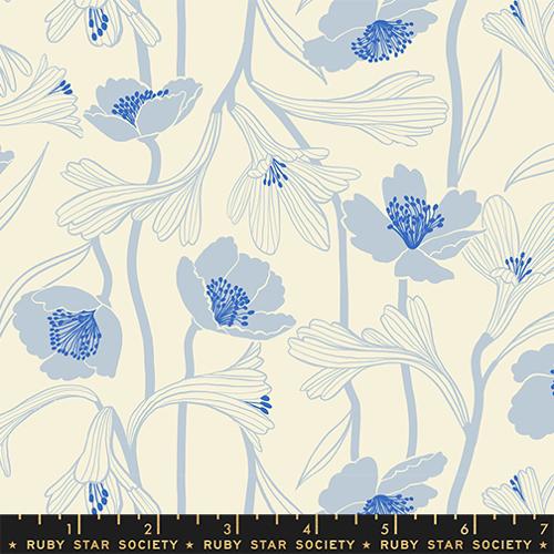 Water || Water Flowers Natural || Cotton Quilting Fabric