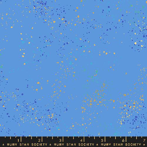 Speckled '24 || Metallic Lindley Blue || Cotton Quilting Fabric