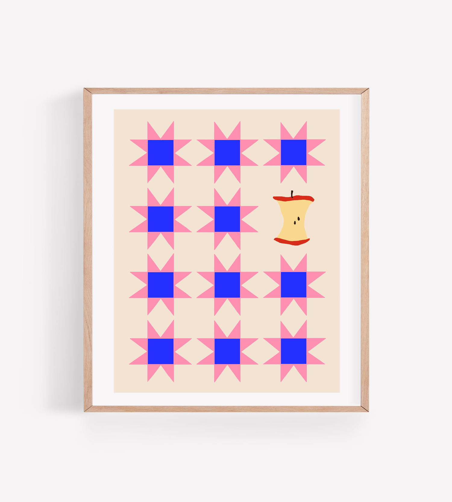 Sawtooth Quilt with Apple Art Print: 8x10"