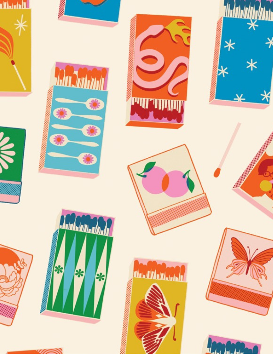 PREORDER TRINKETRY || Matchmaker Natural with Neon || Cotton Quilting Fabric