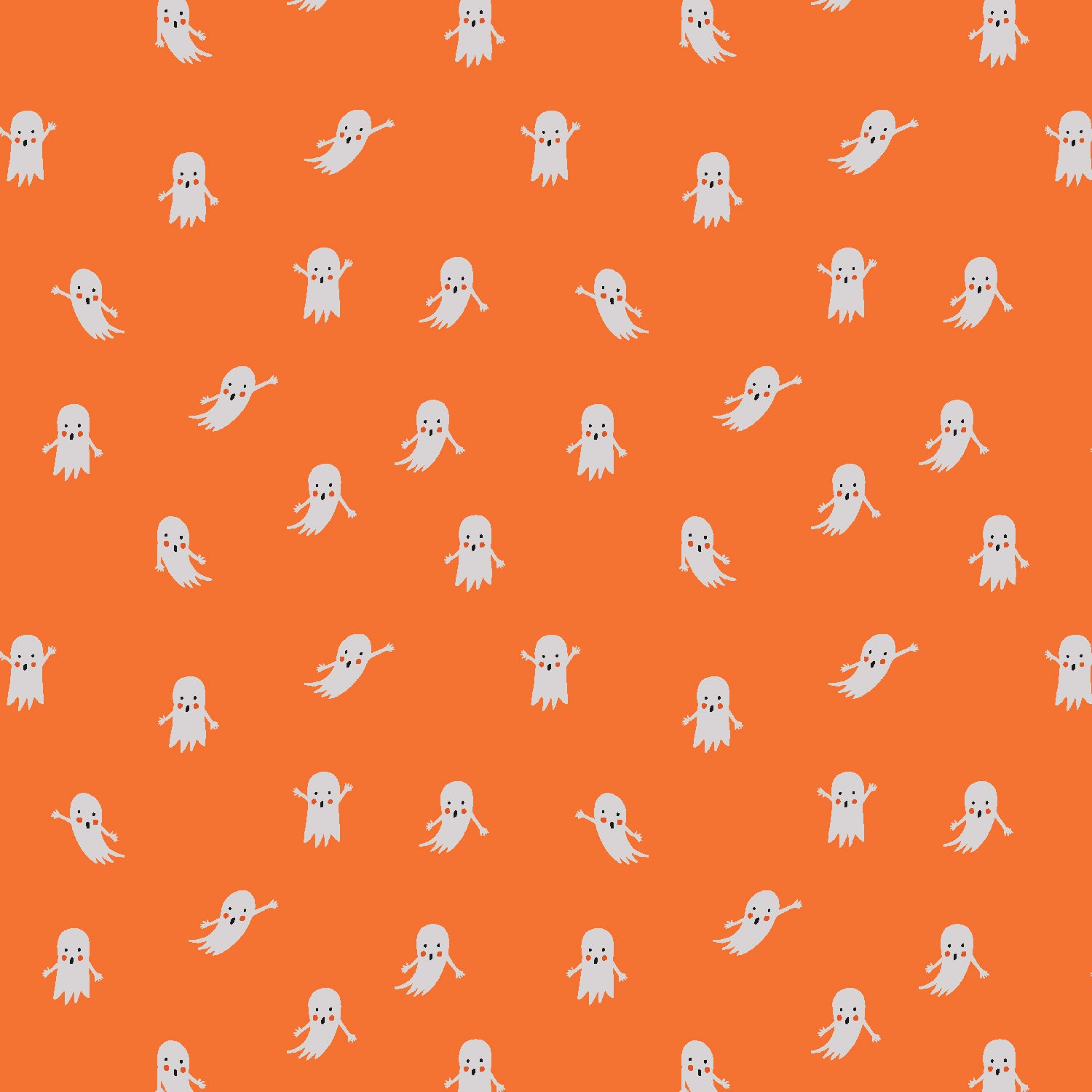 Halloween - Ghosts - Orange Fabric Half Yard