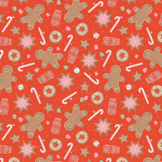Holiday Cheer Main || Red || Cotton Quilting Fabric || Half Yard