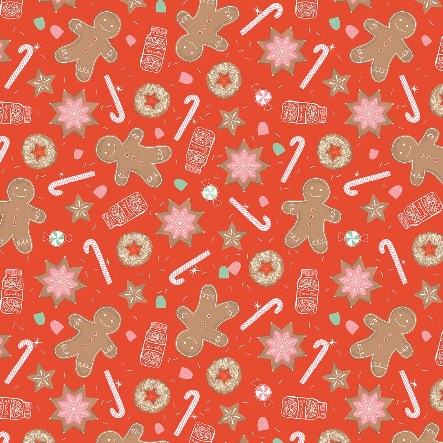 Holiday Cheer Main || Red || Cotton Quilting Fabric || Half Yard