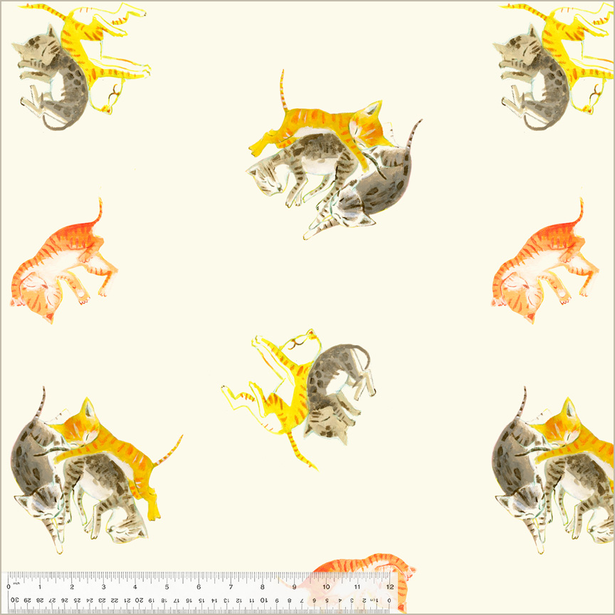 Heather Ross by Hand || Ivory Barn Kittens || Cotton Quilting Fabric