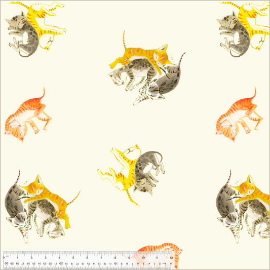 PREORDER Heather Ross by Hand || Ivory Barn Kittens || Cotton Quilting Fabric