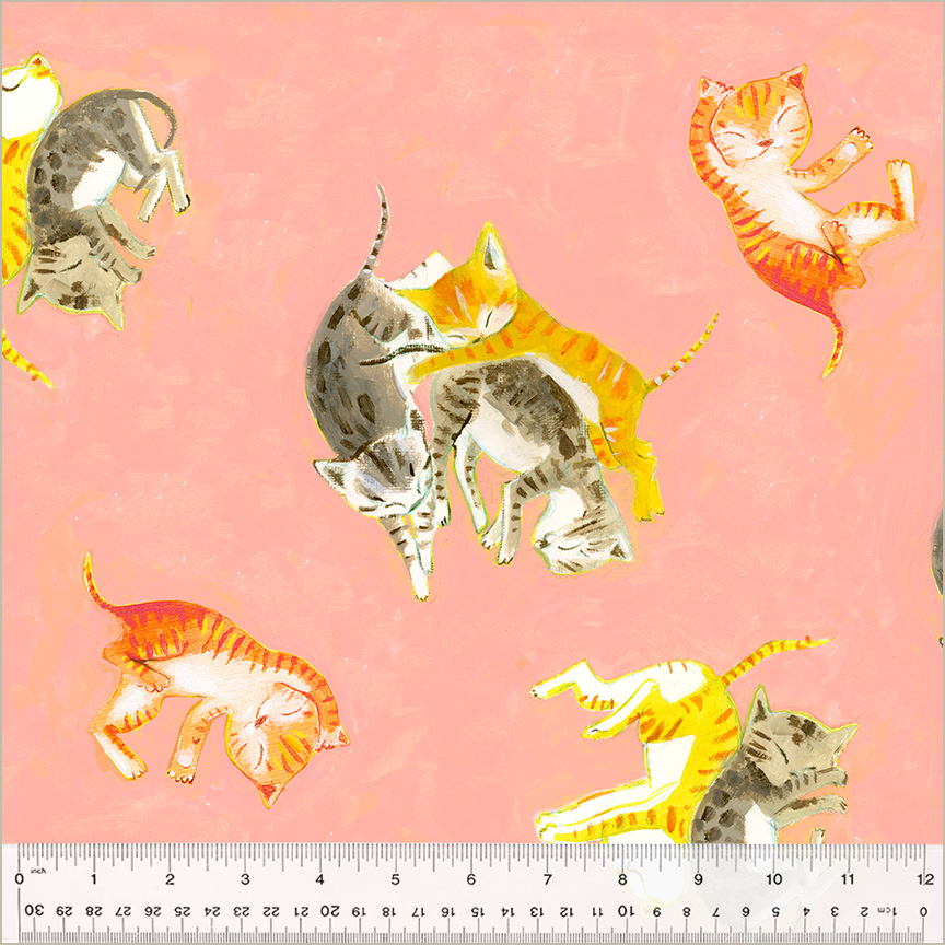 Heather Ross by Hand || Salmon Barn Kittens || Cotton Quilting Fabric