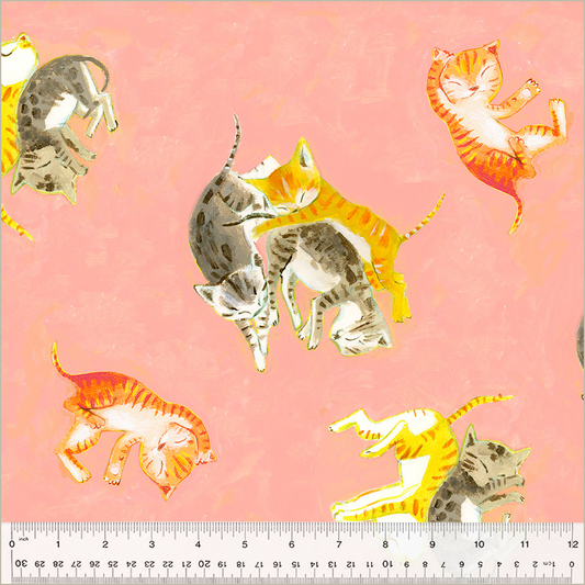 PREORDER Heather Ross by Hand || Salmon Barn Kittens || Cotton Quilting Fabric