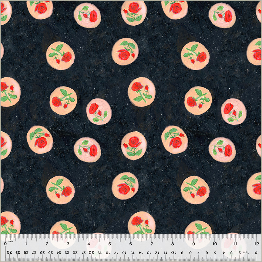 Heather Ross by Hand || Night Rose Cameo || Cotton Canvas || Half Yard