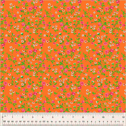 PREORDER Heather Ross by Hand || Tangerine Mousy Floral || Cotton Quilting Fabric