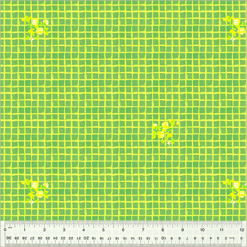 Heather Ross by Hand || Green Windowpane || Cotton Quilting Fabric