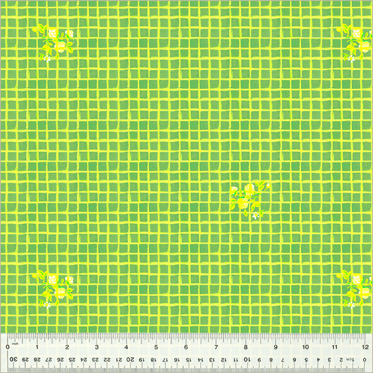 PREORDER Heather Ross by Hand || Green Windowpane || Cotton Quilting Fabric