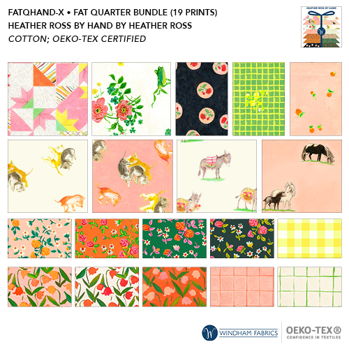 Heather Ross by Hand || 19 pc Fat Quarter Bundle|| Cotton Quilting Fabric