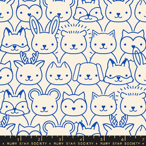 PREORDER Woodland Park || Sup Animals Blue Ribbon || Cotton Quilting Fabric