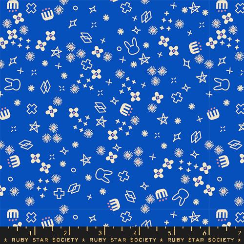 Woodland Park || Bunny Bloom Blue Ribbon || Cotton Quilting Fabric