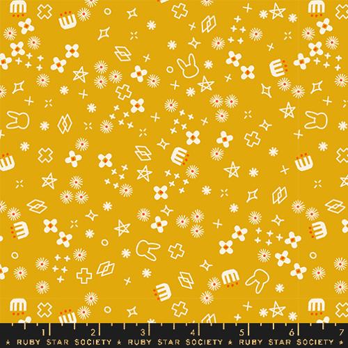 Woodland Park || Bunny Bloom Goldenrod || Cotton Quilting Fabric