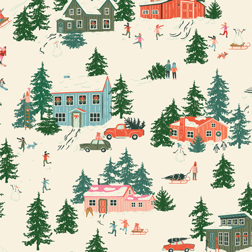 Christmas in the Cabin || Merry Town || AGF Cotton Quilting Fabric || Half Yard