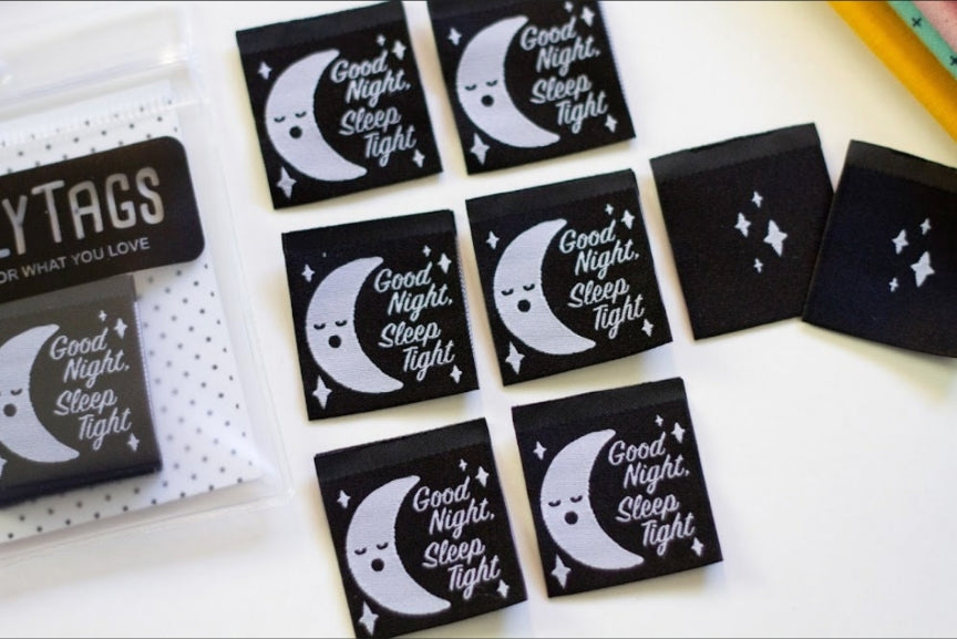 "Good Night, Sleep Tight" Lolly Tags Labels || Pack of 8 Woven Labels