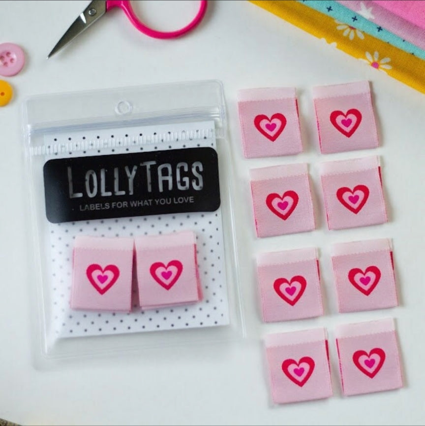 "Expanding Hearts" Lolly Tags Labels || Pack of 8 Woven Labels