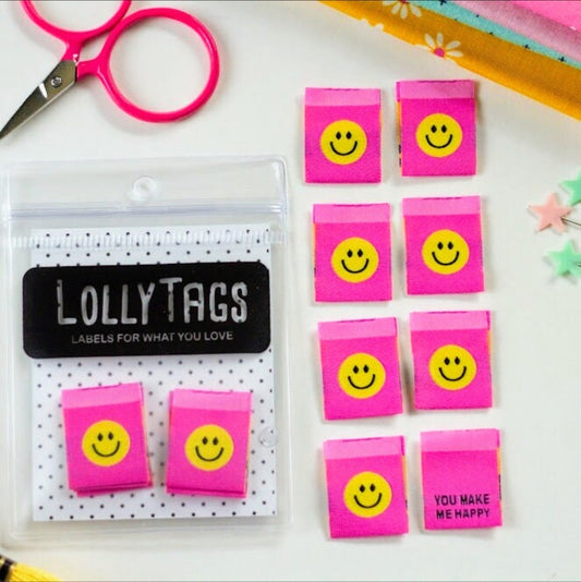 "You Make Me Happy" Lolly Tags Labels || Pack of 8 Woven Labels