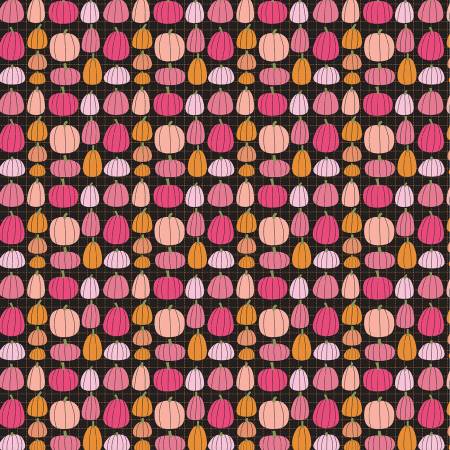 Kitty Loves Candy || Black Pumpkin Patch || Cotton Quilting Fabric || Half Yard