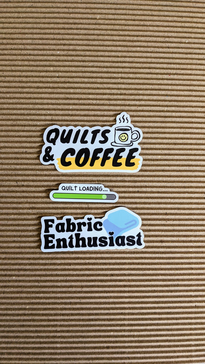 Quilts & Coffee Vinyl Sticker