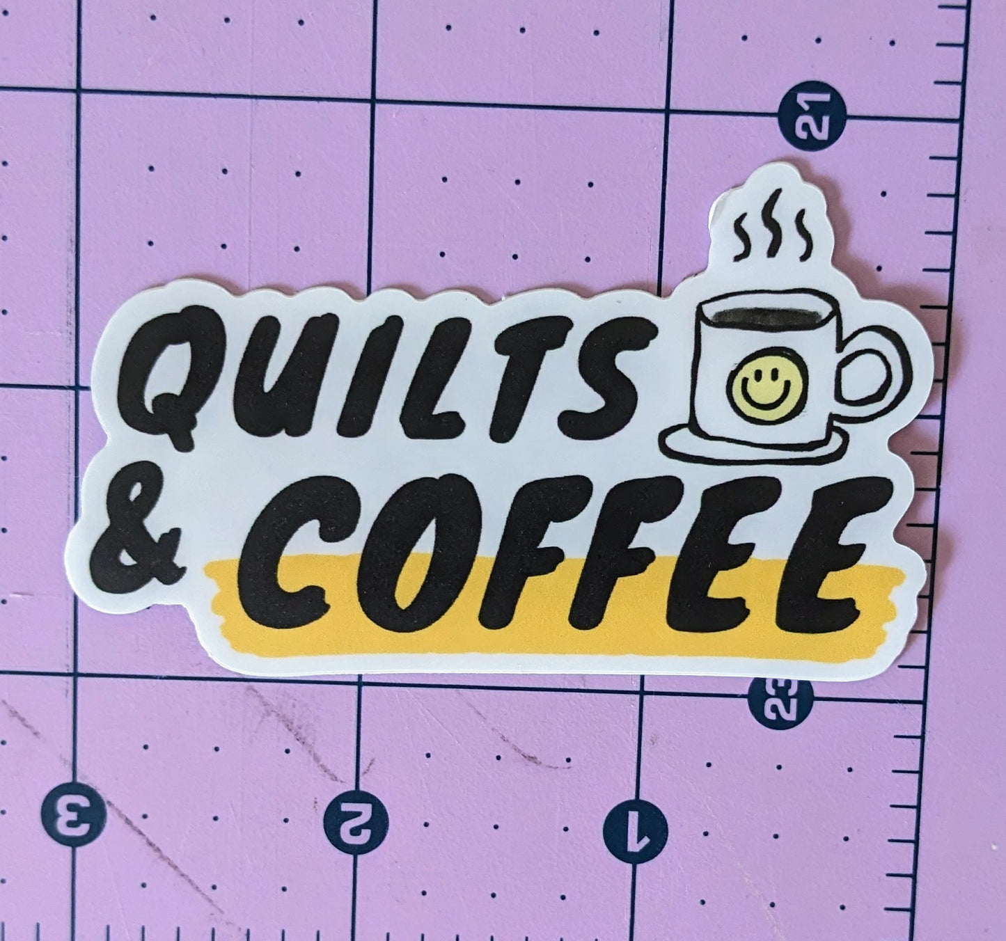Quilts & Coffee Vinyl Sticker