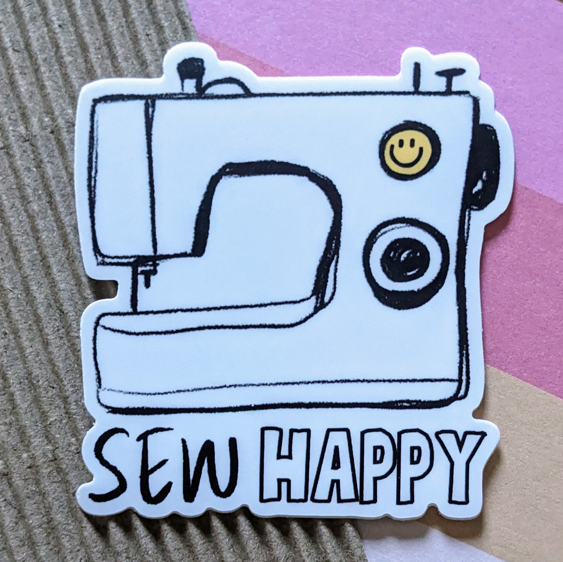 Sew Happy, Cute Sewing - Sewing Lover - Sticker