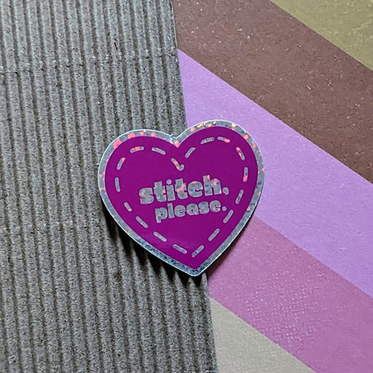 Stitch, Please Heart Vinyl Glitter Sticker