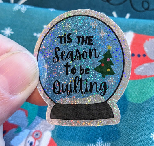 "'Tis the Season to Be Quilting" Vinyl Glitter Mini Sticker