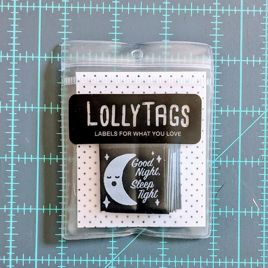 "Good Night, Sleep Tight" Lolly Tags Labels || Pack of 8 Woven Labels