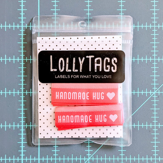"Handmade Hug" Lolly Tags Labels || Pack of 8 Woven Labels