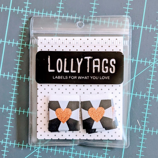 Bold Heart Copper Lolly Tags Labels || Pack of 8 Woven Labels