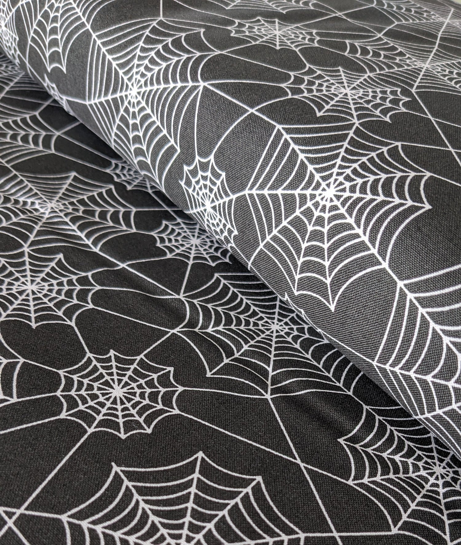 Hey Boo || Midnight Webs || Cotton Quilting Fabric HALF YARD