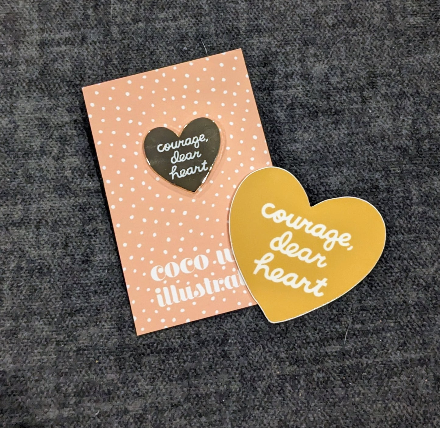 Hand Lettered Quote Courage Dear Heart Enamel Pins