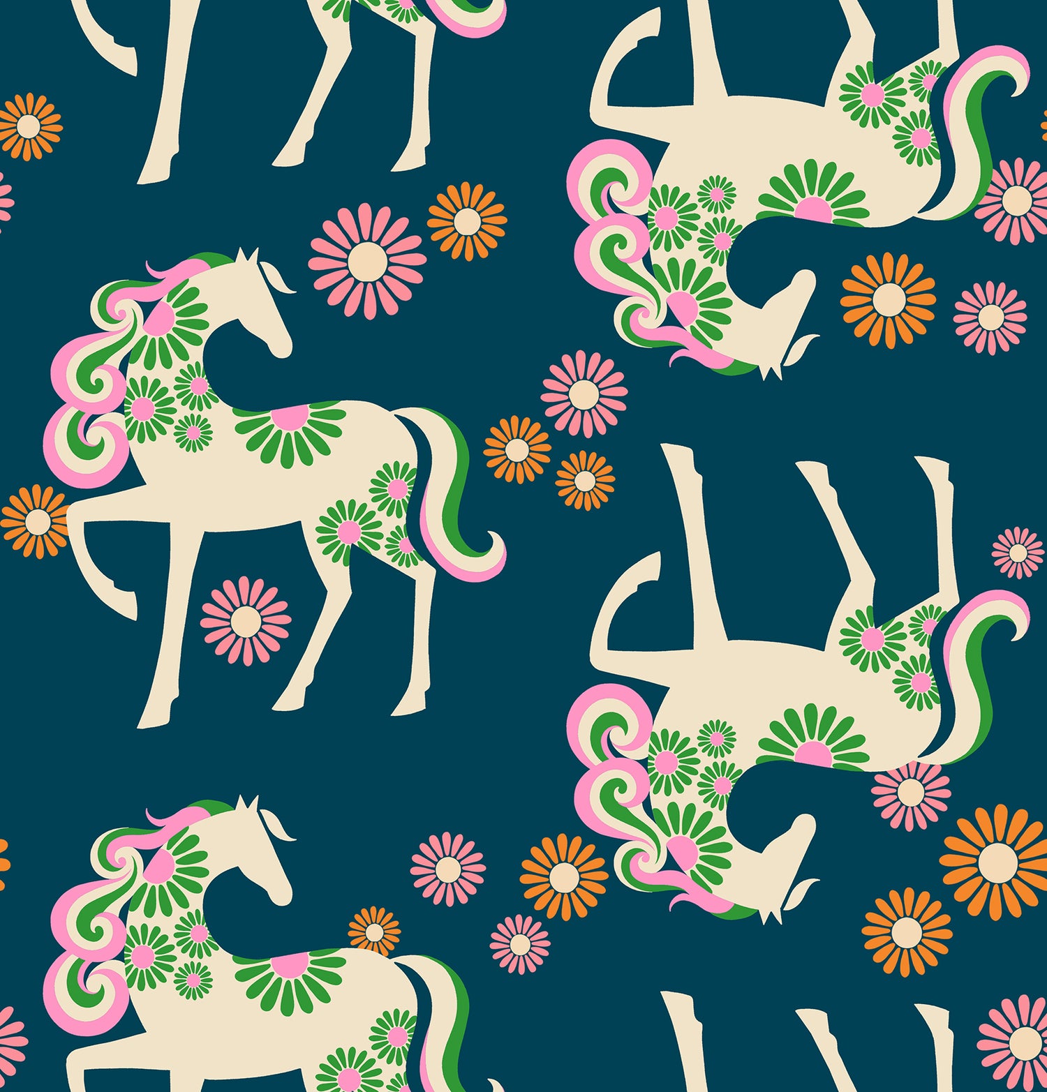 Carousel || Carousel Horse Light Galaxy || Cotton Linen Canvas || Half Yard